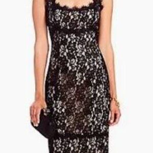 Diane Von Furstenberg Olivia Black And Nude Floral Lace